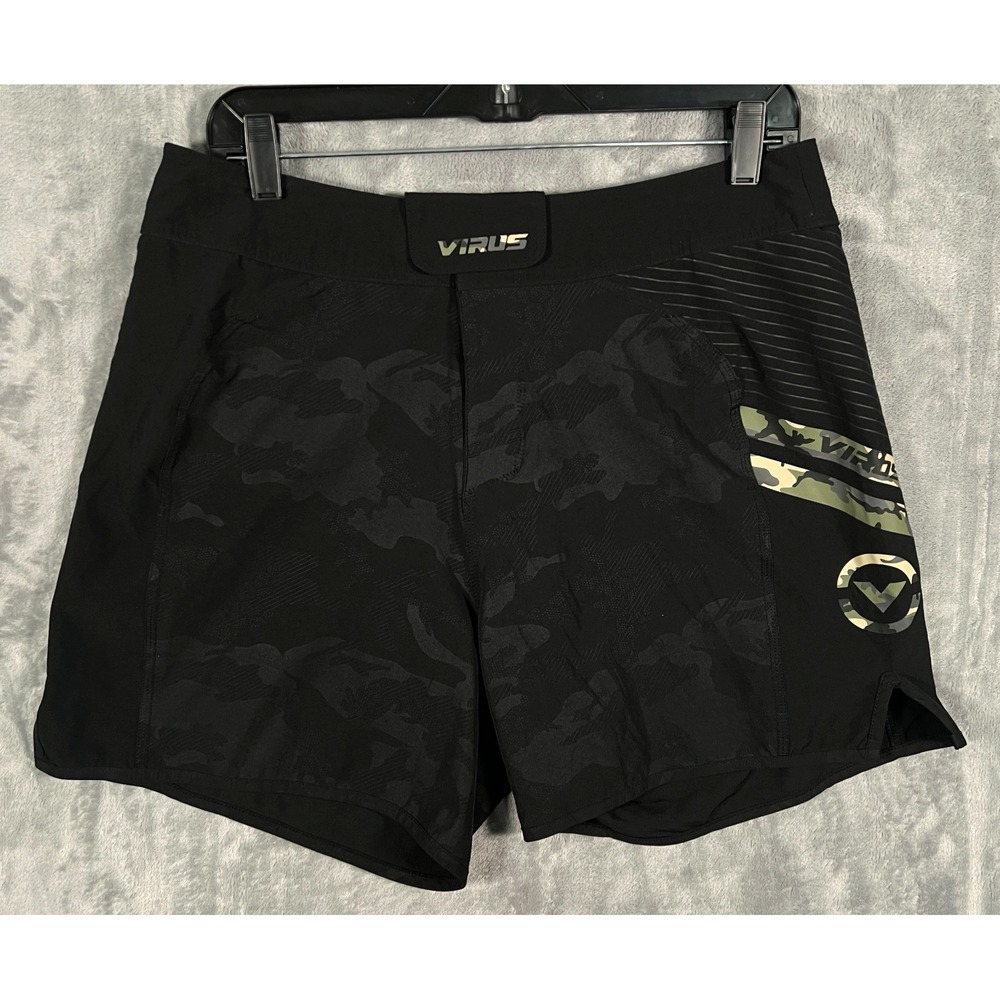 Virus Disaster 2 Combat Shorts Mens 32 Black‎ Green Camo MMA Grappling Fight